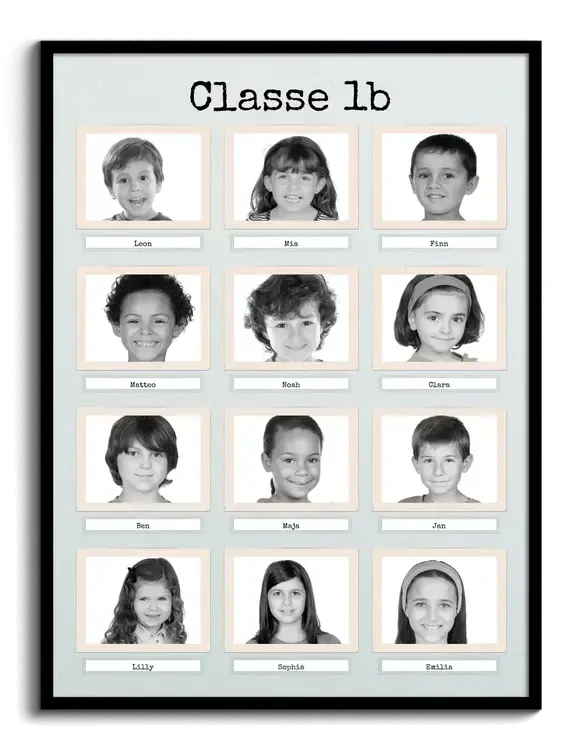 Photos de classe des eleves avec noms en collage facilement cree