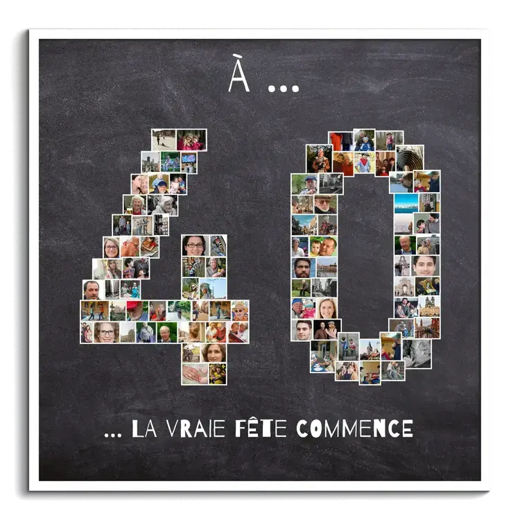 Numero 40 en photomontage avec plusieurs images en cadeau d anniversaire