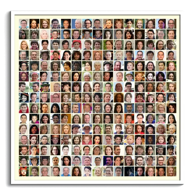 Collage photo avec plus de deux cents 200 photos de visages