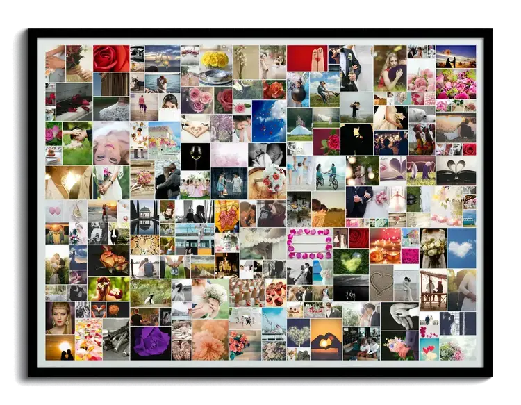 Creer une mosaique avec deux cents 200 photos arrangement aleatoire