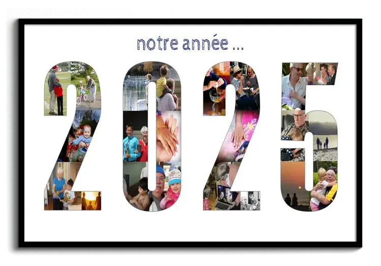 Annee en collage photo avec nombreuses photos et souvenirs