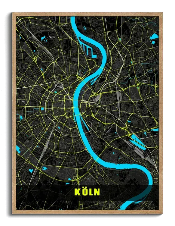 Carte de Cologne Style Néon Nuit
