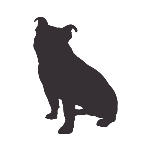 Hundesilhouette Old English Bulldog sitzend